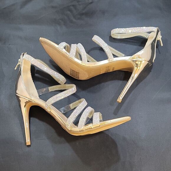 BRAND NEW ANNE KLEIN MULTI STRAP RHINESTONE HIGH HEEL STILETTO SANDAL - Picture 9 of 15